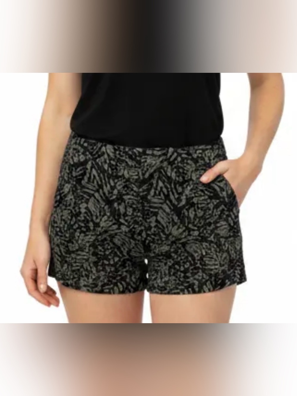 Silence + Noise Anthropologie Black Gray Floral Rayon Shorts Size S Pockets